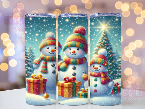Snowman Tumbler, Family Christmas, Snowy Design, PNG Wrap, Sublimation Art, Holiday Drinkware, Winter Decor, Festive Gifts Sublimation SvggirlplusArt 