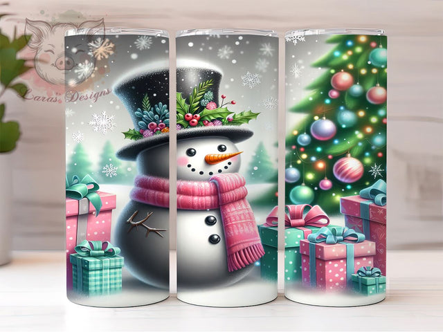 Snowman Tumbler, Merry Christmas Tumbler, 20oz Tumbler Wrap, Christmas Decor, Holiday Gift, Winter Tumbler, Festive Drinkware Sublimation Lara' s Designs 