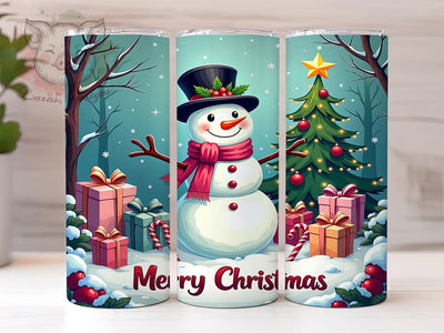 Snowman Tumbler, Merry Christmas Tumbler, 20oz Tumbler Wrap, Christmas Decor, Holiday Gift, Winter Tumbler, Festive Drinkware Sublimation Lara' s Designs 