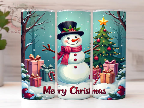 Snowman Tumbler, Merry Christmas Tumbler, 20oz Tumbler Wrap, Christmas Decor, Holiday Gift, Winter Tumbler, Festive Drinkware Sublimation Lara' s Designs 