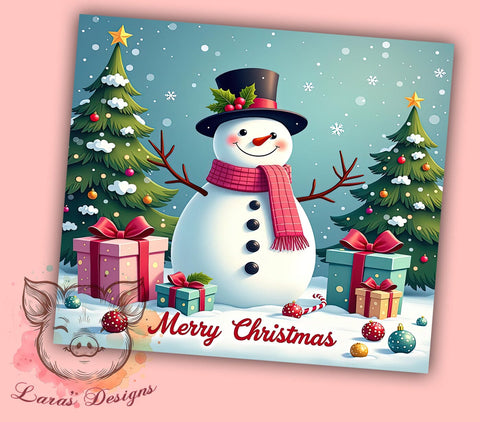 Snowman Tumbler, Merry Christmas Tumbler, 20oz Tumbler Wrap, Christmas Decor, Holiday Gift, Winter Tumbler, Festive Drinkware Sublimation Lara' s Designs 