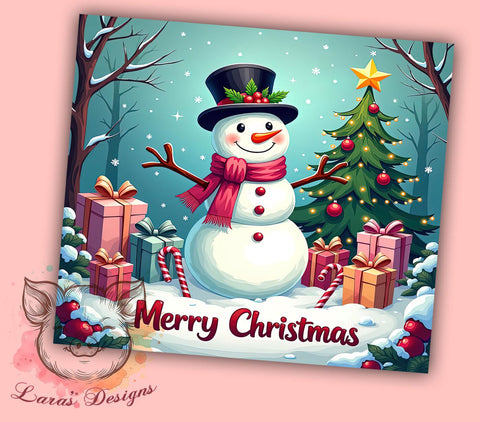 Snowman Tumbler, Merry Christmas Tumbler, 20oz Tumbler Wrap, Christmas Decor, Holiday Gift, Winter Tumbler, Festive Drinkware Sublimation Lara' s Designs 