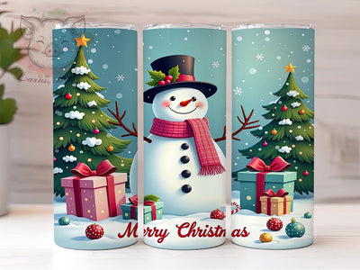 Snowman Tumbler, Merry Christmas Tumbler, 20oz Tumbler Wrap, Christmas Decor, Holiday Gift, Winter Tumbler, Festive Drinkware Sublimation Lara' s Designs 