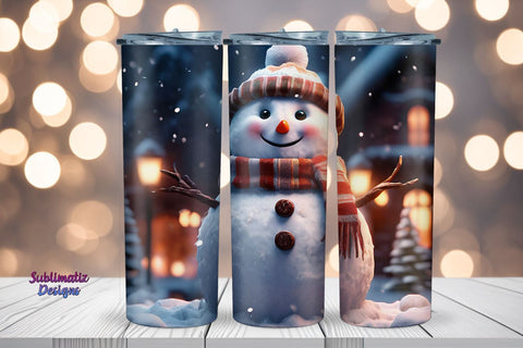Snowman Tumbler Wrap 20 oz Sublimation | 20 oz Skinny Tumbler Wrap Sublimation Christmas Design Sublimation Sublimatiz Designs 