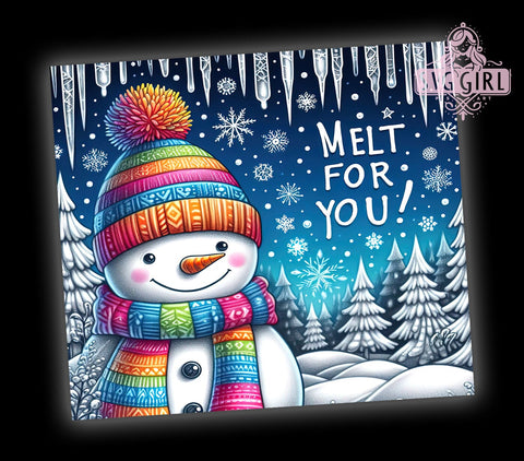 Snowman Tumbler Wrap, Christmas Melt Tumbler, 20oz Sublimation, Cute Snowman Design, Holiday Drinkware, Unique Christmas Gift, Festive Tumbler Wrap Sublimation SvggirlplusArt 