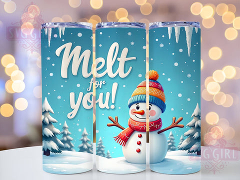 Snowman Tumbler Wrap, Christmas Melt Tumbler, 20oz Sublimation, Cute Snowman Design, Holiday Drinkware, Unique Christmas Gift, Festive Tumbler Wrap Sublimation SvggirlplusArt 