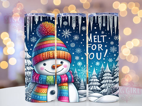 Snowman Tumbler Wrap, Christmas Melt Tumbler, 20oz Sublimation, Cute Snowman Design, Holiday Drinkware, Unique Christmas Gift, Festive Tumbler Wrap Sublimation SvggirlplusArt 