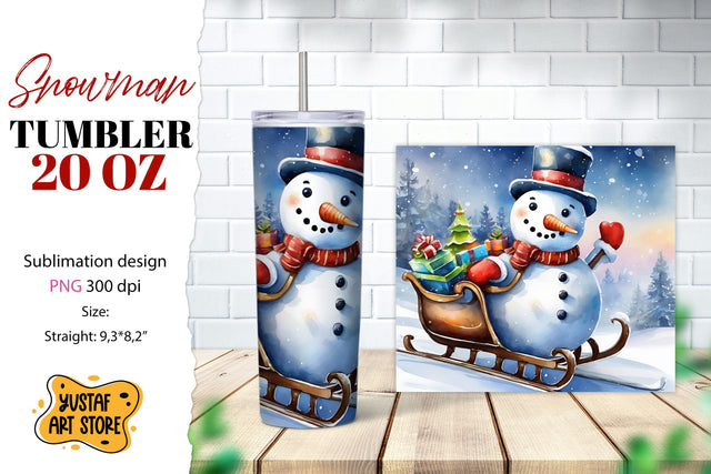 Snowman tumbler wrap. Christmas tumbler sublimation. Sublimation Yustaf Art Store 
