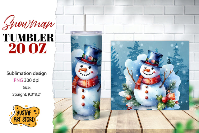 Snowman tumbler wrap. Christmas tumbler sublimation. Sublimation Yustaf Art Store 