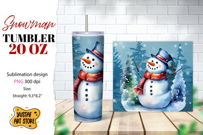 Snowman tumbler wrap. Christmas tumbler sublimation. Sublimation Yustaf Art Store 