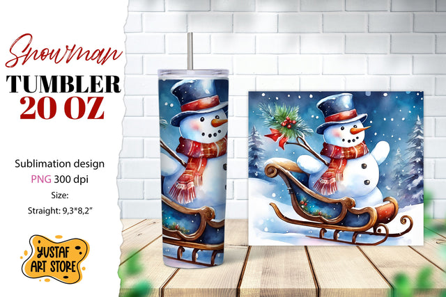 Snowman tumbler wrap. Christmas tumbler sublimation. Sublimation Yustaf Art Store 