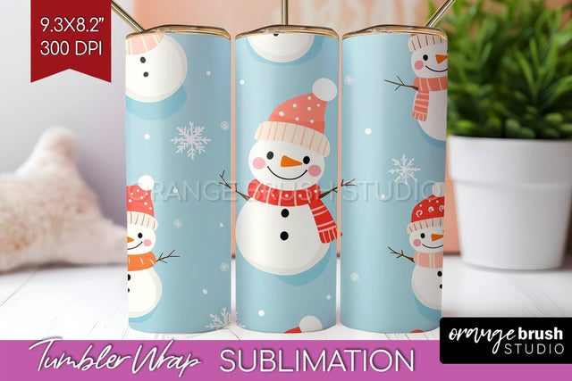 Snowman Tumbler Wrap - Cute Christmas Tumbler PNG Sublimation OrangeBrushStudio 