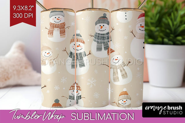 Snowman Tumbler Wrap - Cute Christmas Tumbler PNG Sublimation OrangeBrushStudio 