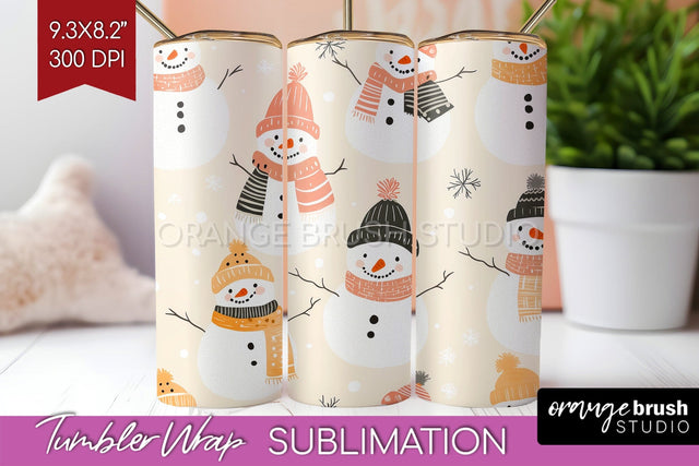 Snowman Tumbler Wrap - Cute Christmas Tumbler PNG Sublimation OrangeBrushStudio 
