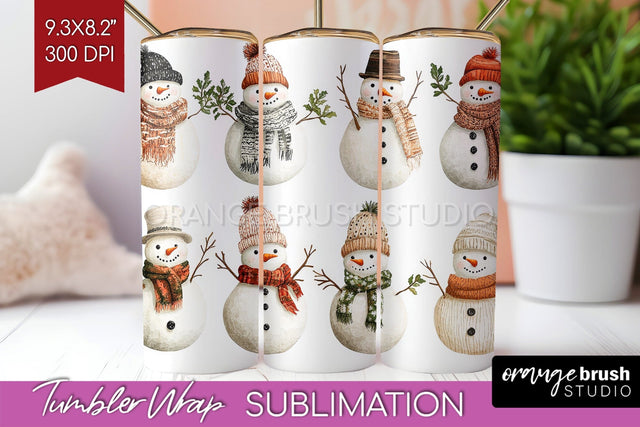 Snowman Tumbler Wrap - Cute Christmas Tumbler PNG Sublimation OrangeBrushStudio 