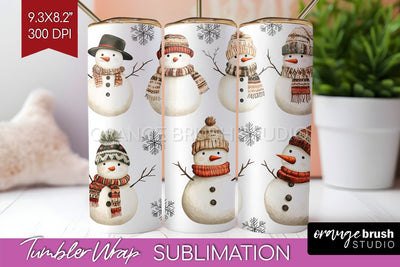 Snowman Tumbler Wrap - Cute Christmas Tumbler PNG Sublimation OrangeBrushStudio 