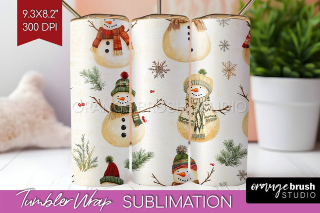 Snowman Tumbler Wrap - Cute Christmas Tumbler PNG Sublimation OrangeBrushStudio 