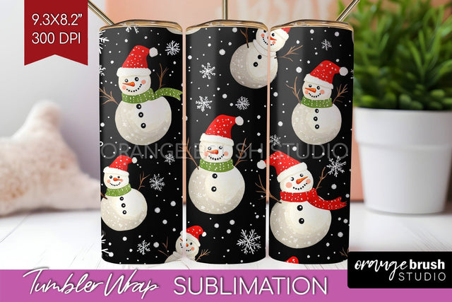Snowman Tumbler Wrap - Cute Christmas Tumbler PNG Sublimation OrangeBrushStudio 
