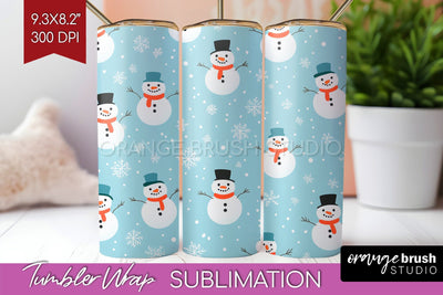 Snowman Tumbler Wrap - Cute Christmas Tumbler PNG Sublimation OrangeBrushStudio 