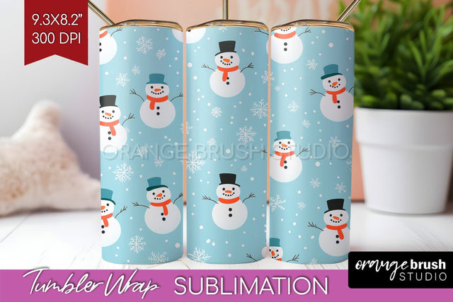 Snowman Tumbler Wrap - Cute Christmas Tumbler PNG Sublimation OrangeBrushStudio 