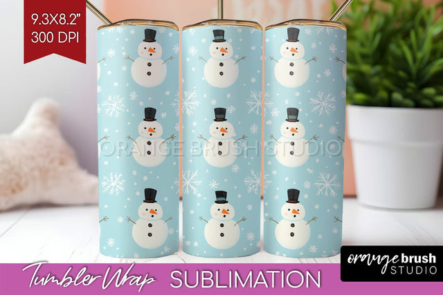 Snowman Tumbler Wrap - Cute Christmas Tumbler PNG Sublimation OrangeBrushStudio 