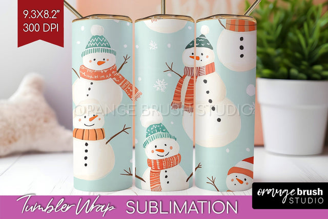 Snowman Tumbler Wrap - Cute Christmas Tumbler PNG Sublimation OrangeBrushStudio 
