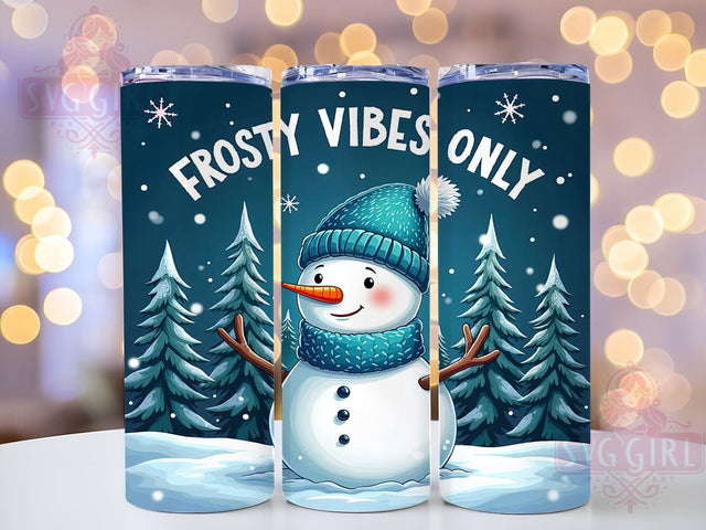 Snowman Tumbler Wrap, Frosty Vibes Only Tumbler, Winter Drinkware, Christmas Tumbler Design, 20oz Sublimation Tumbler, Holiday Themed Tumbler, Cute Snowman Gift Sublimation SvggirlplusArt 