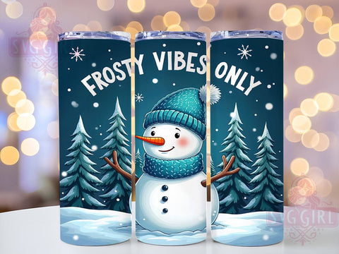 Snowman Tumbler Wrap, Frosty Vibes Only Tumbler, Winter Drinkware, Christmas Tumbler Design, 20oz Sublimation Tumbler, Holiday Themed Tumbler, Cute Snowman Gift Sublimation SvggirlplusArt 