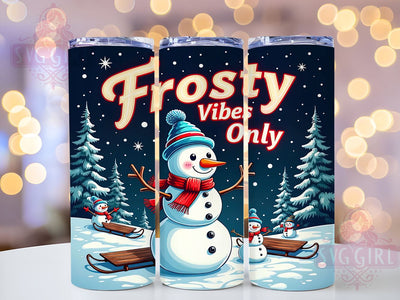 Snowman Tumbler Wrap, Frosty Vibes Only Tumbler, Winter Drinkware, Christmas Tumbler Design, 20oz Sublimation Tumbler, Holiday Themed Tumbler, Cute Snowman Gift Sublimation SvggirlplusArt 