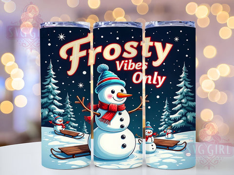 Snowman Tumbler Wrap, Frosty Vibes Only Tumbler, Winter Drinkware, Christmas Tumbler Design, 20oz Sublimation Tumbler, Holiday Themed Tumbler, Cute Snowman Gift Sublimation SvggirlplusArt 