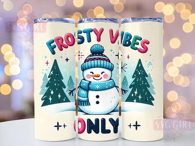 Snowman Tumbler Wrap, Frosty Vibes Only Tumbler, Winter Drinkware, Christmas Tumbler Design, 20oz Sublimation Tumbler, Holiday Themed Tumbler, Cute Snowman Gift Sublimation SvggirlplusArt 