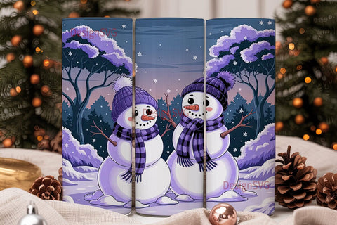 Snowman Twilight 20oz Tumbler Wrap Sublimation DesignSVG 