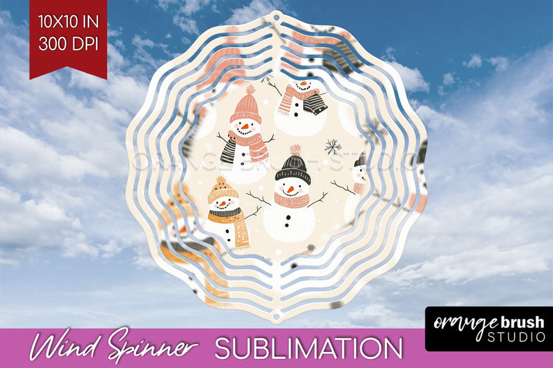 Snowman Wind Spinner Sublimation PNG - Cute Christmas Round Sublimation OrangeBrushStudio 