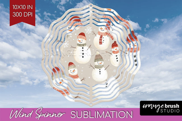 Snowman Wind Spinner Sublimation PNG - Cute Christmas Round Sublimation OrangeBrushStudio 
