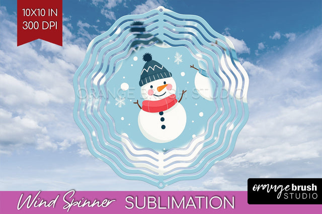 Snowman Wind Spinner Sublimation PNG - Cute Christmas Round Sublimation OrangeBrushStudio 