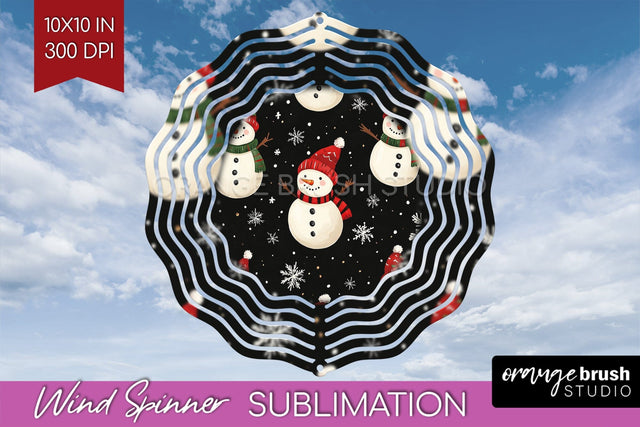Snowman Wind Spinner Sublimation PNG - Cute Christmas Round Sublimation OrangeBrushStudio 