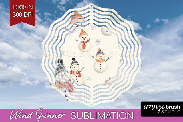 Snowman Wind Spinner Sublimation PNG - Cute Christmas Round Sublimation OrangeBrushStudio 