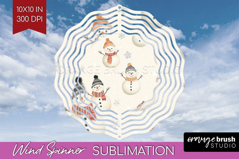 Snowman Wind Spinner Sublimation PNG - Cute Christmas Round Sublimation OrangeBrushStudio 
