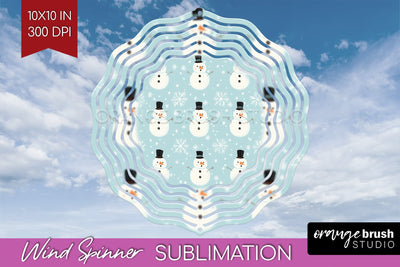 Snowman Wind Spinner Sublimation PNG - Cute Christmas Round Sublimation OrangeBrushStudio 