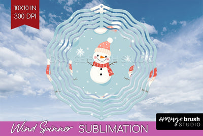 Snowman Wind Spinner Sublimation PNG - Cute Christmas Round Sublimation OrangeBrushStudio 