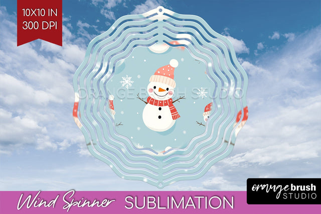 Snowman Wind Spinner Sublimation PNG - Cute Christmas Round Sublimation OrangeBrushStudio 