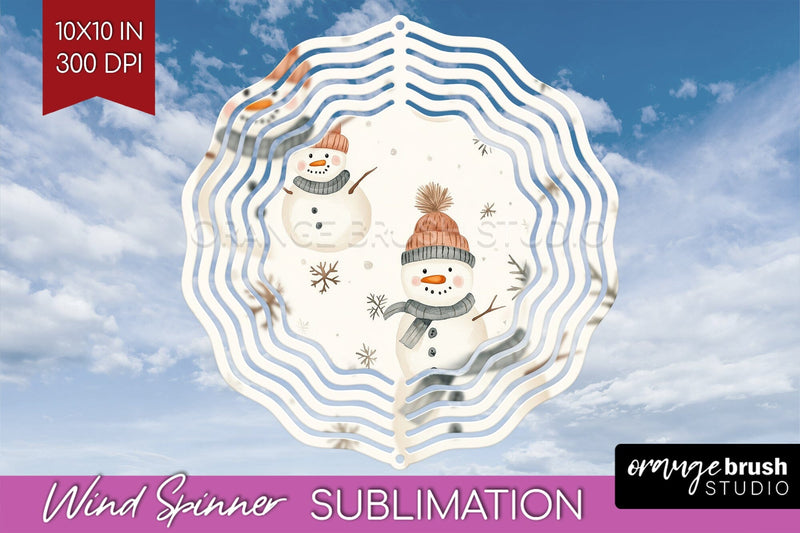Snowman Wind Spinner Sublimation PNG - Cute Christmas Round Sublimation OrangeBrushStudio 