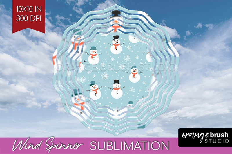 Snowman Wind Spinner Sublimation PNG - Cute Christmas Round Sublimation OrangeBrushStudio 