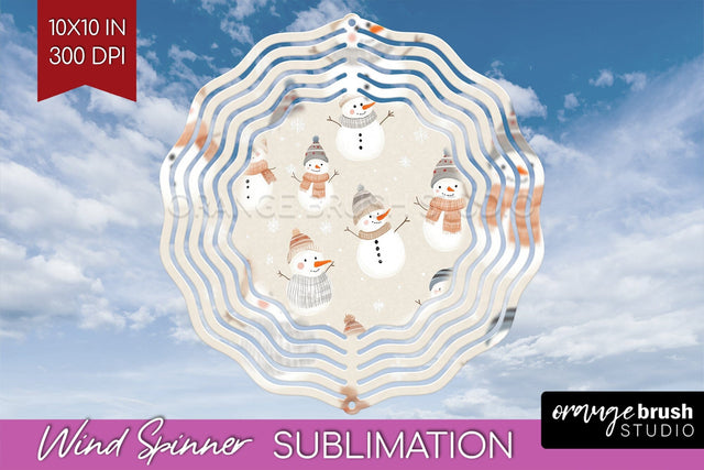 Snowman Wind Spinner Sublimation PNG - Cute Christmas Round Sublimation OrangeBrushStudio 