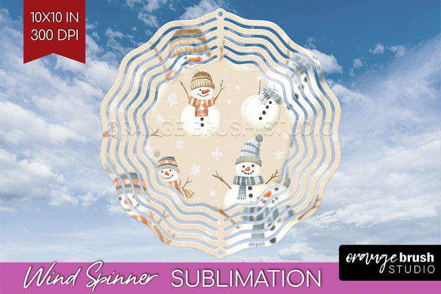Snowman Wind Spinner Sublimation PNG - Cute Christmas Round Sublimation OrangeBrushStudio 