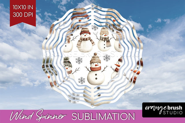 Snowman Wind Spinner Sublimation PNG - Cute Christmas Round Sublimation OrangeBrushStudio 