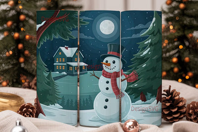Snowman Winter Night 20oz Tumbler Wrap Sublimation DesignSVG 