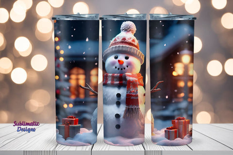 Snowman Winter Tumbler Wrap 20 oz | 20 oz Skinny Tumbler Wrap Sublimation Christmas Design Sublimation Sublimatiz Designs 