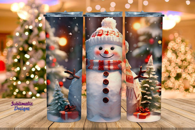Snowman Winter Wrap 20 oz Skinny | 20 oz Skinny Tumbler Wrap Sublimation Christmas Design Sublimation Sublimatiz Designs 