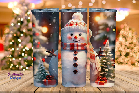 Snowman Winter Wrap 20 oz Skinny | 20 oz Skinny Tumbler Wrap Sublimation Christmas Design Sublimation Sublimatiz Designs 